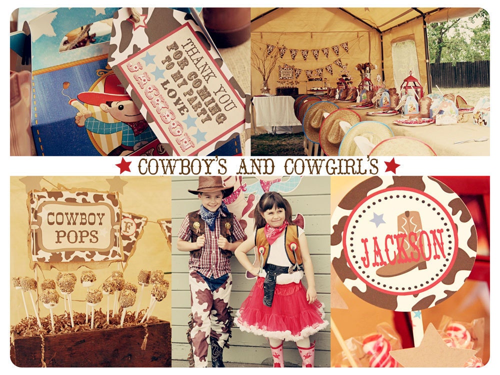 Cowboy Favor Tags Rootin Tootin Western Party Favor Tags Set of 10