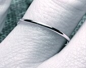Thin wedding band solid 14k WHITE gold handmade ring stackable full round classic smooth plain and simple 14 karat WHITE gold ring