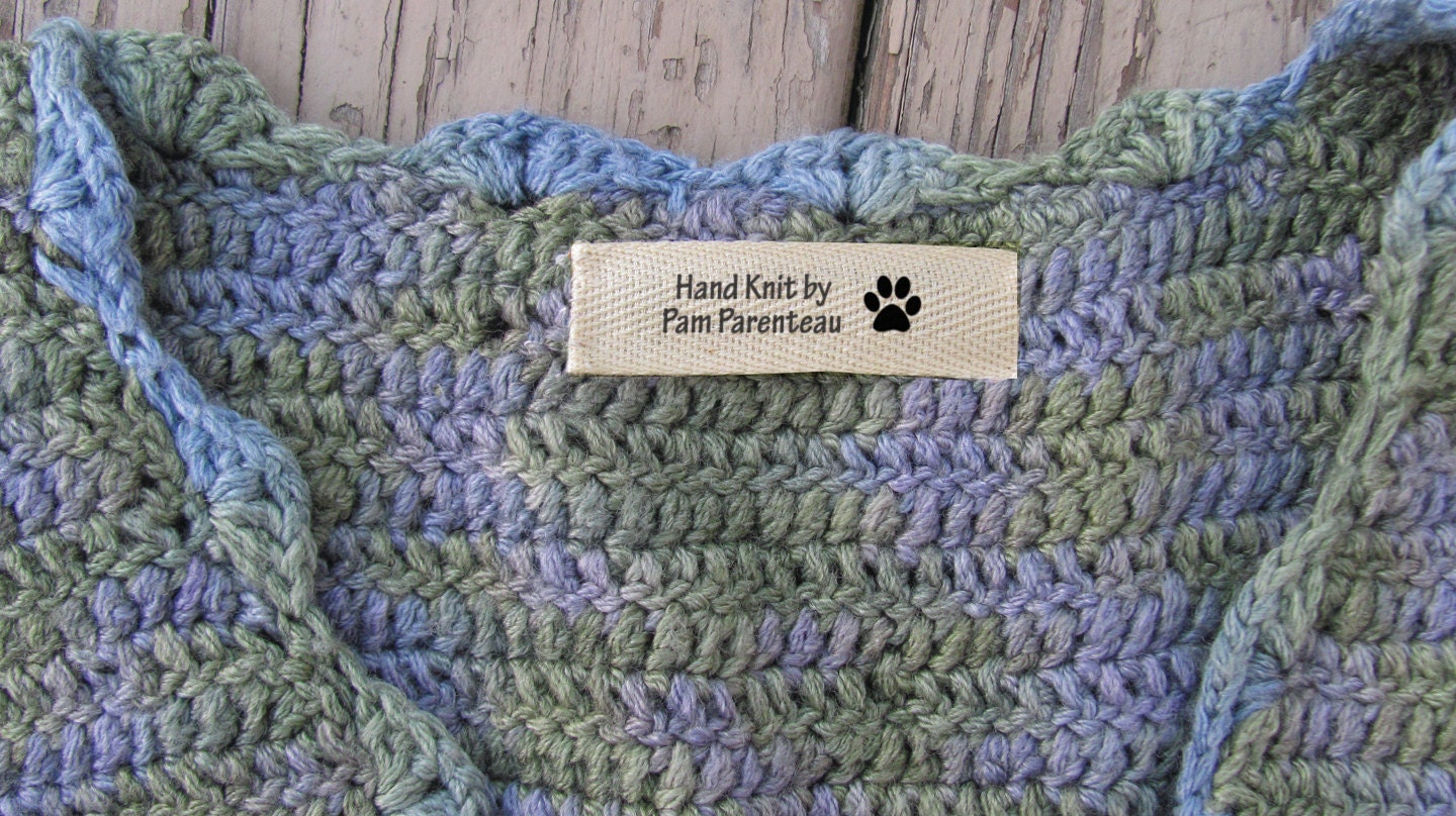 Personalized knitting labels-Dog Paw Print