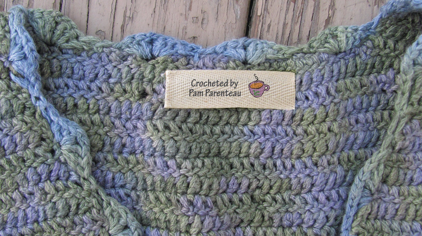 Personalized crochet labels-cup of coffee