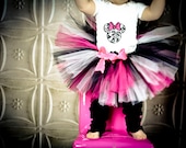 Damask Minnie Mouse Tutu Set ----Infant- 4/5--- Great for Birthdays, or Photography