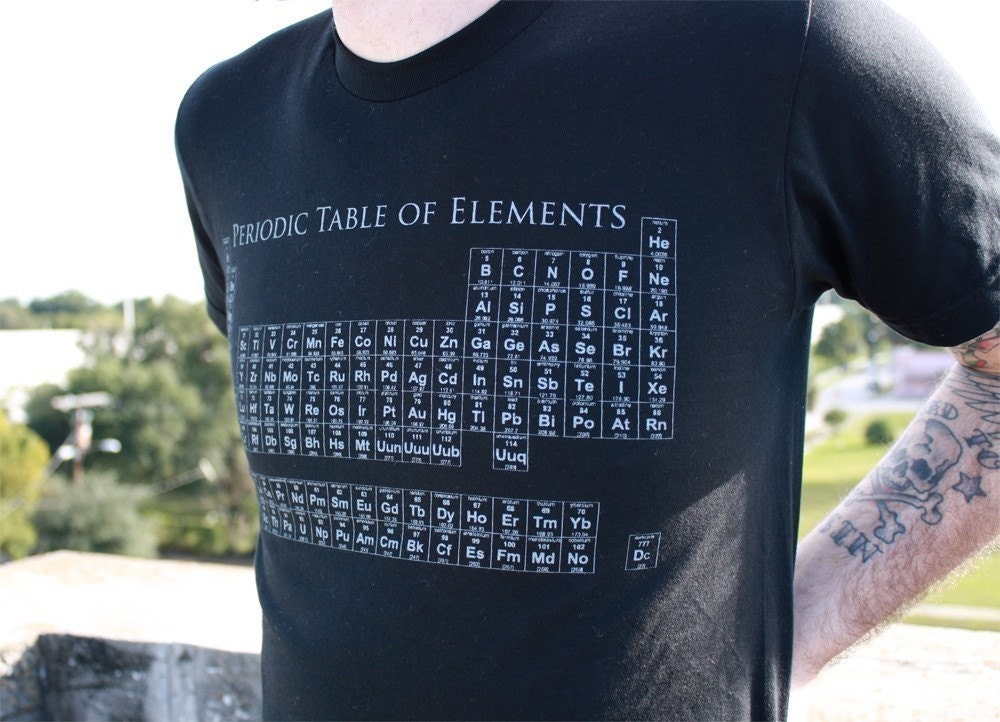 Periodic Table TShirt - Black American Apparel Unisex - Complimentary Shipping - Available in XS, S, M, L and XL