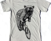 Bear on a Bicycle -American Apparel TShirt - Custom Color and sizing options - Complimentary Shipping - darkcycleclothing