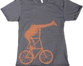 Mens Shirt -  GIRAFFE tall BIKE T Shirt X S S M L XL X X L (Asphalt Gray)