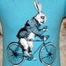 Alice in Wonderland's White Rabbit on a Bike - American Apparel Aqua TShirt - Available in XS, S, M, L and XL - FREE SHIPPING