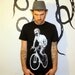 Mens ZOMBIE on bicycle shirt - American Apparel Short Sleeved Black T Shirt