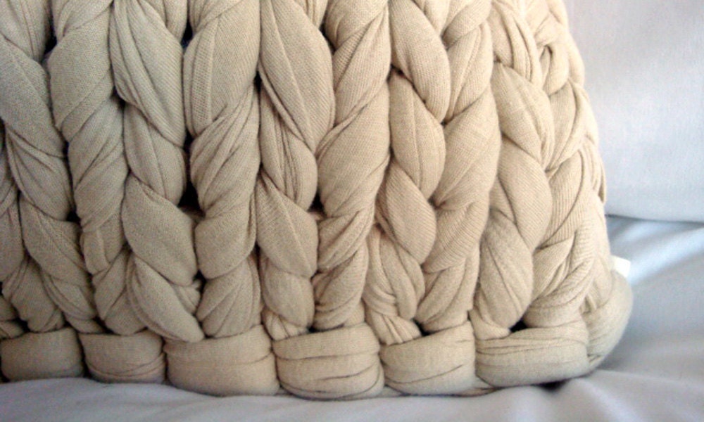 Super Chunky Knit Throw Pillow - Putty