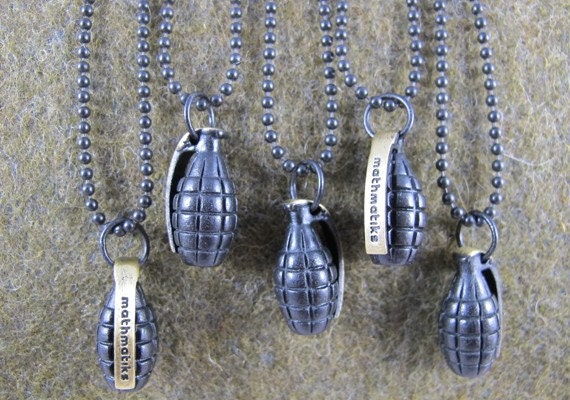 Pineapple Grenade Pendant V2 - Gunmetal Tone