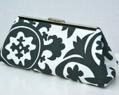 Charcoal Grey and White Bridesmaids Clutch or Gift- Design your own