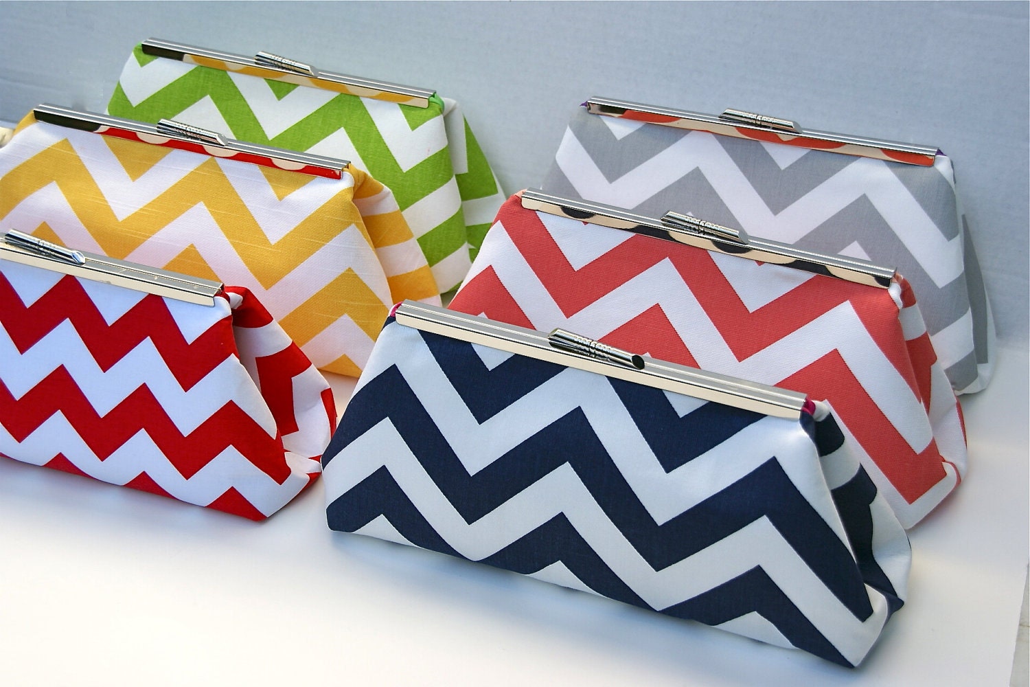 Chevron Stripe Clutch Set for Bridesmaids in Various colors- design your Own
