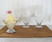Dessert Quartet, Vintage Glass Ice Cream Parlor Bowls, Sundae Cups, Parfait, Soda Fountain, Retro Kitchen