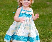 Perfect summer Halter dress for girl, toddler or baby in Kumari garden butterfly fabric