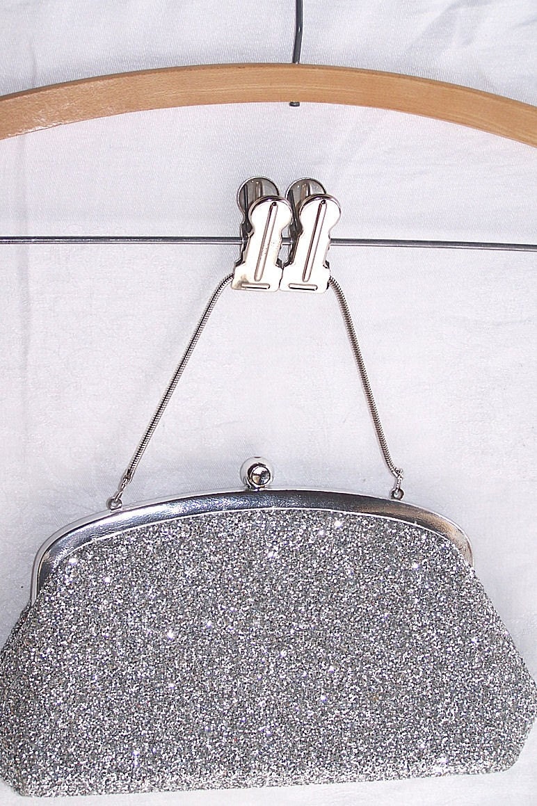 Vintage Silver Glitter Clutch Purse by EndlessC on Etsy