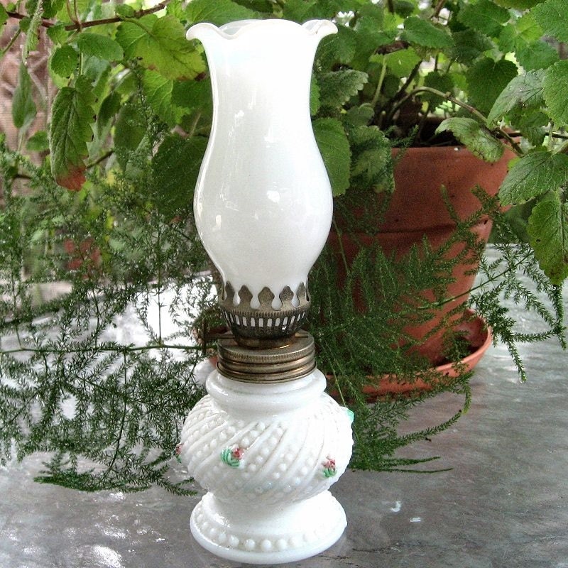 Antique Milk Glass Oil Lamps