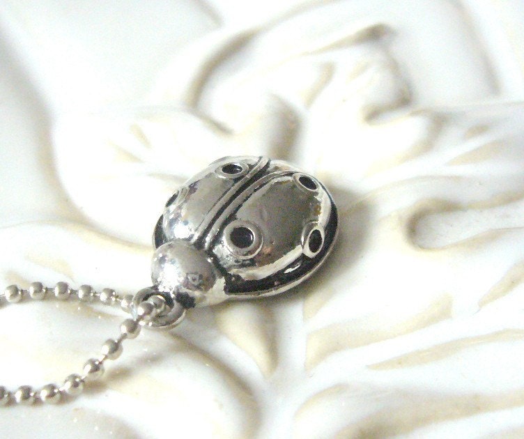Antique Sliver Little Ladybug Necklace