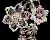 Vintage Thelma Deutsch Flower Brooch Pin Huge