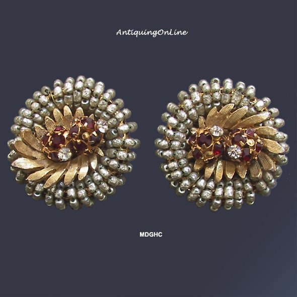 Vintage Hattie Carnegie Baroque Pearl Earrings 1950s