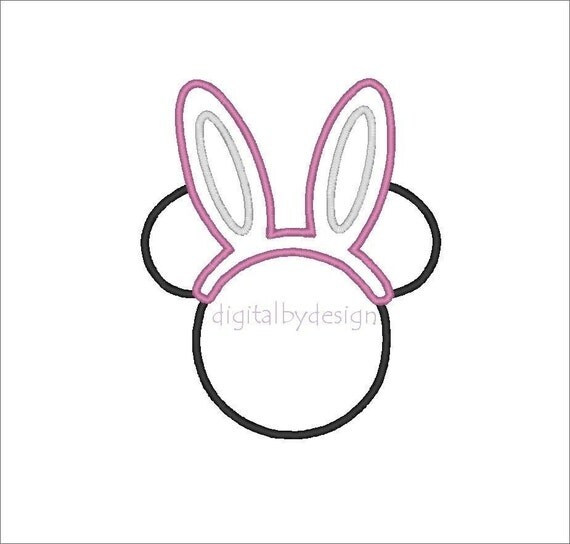 Items similar to Mickey Mouse Minnie Easter Bunny Ears Head Digitized