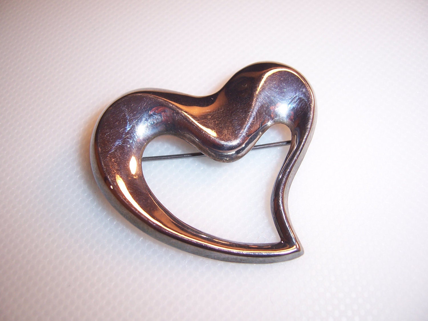 Vintage Sterling Silver 925 Heart Brooch Pin