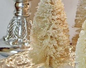 Medium 6" Bottle Brush Tree Tree with White Glitter Bottlebrush Trees Sparkle Decor