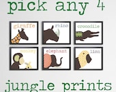 Nursery Art, Children's PRINT - Jungle Animals, Art for Children, Children Decor, Jungle Nursery, Jungle Decor, Monkey, Lion, Giraffe, Tige