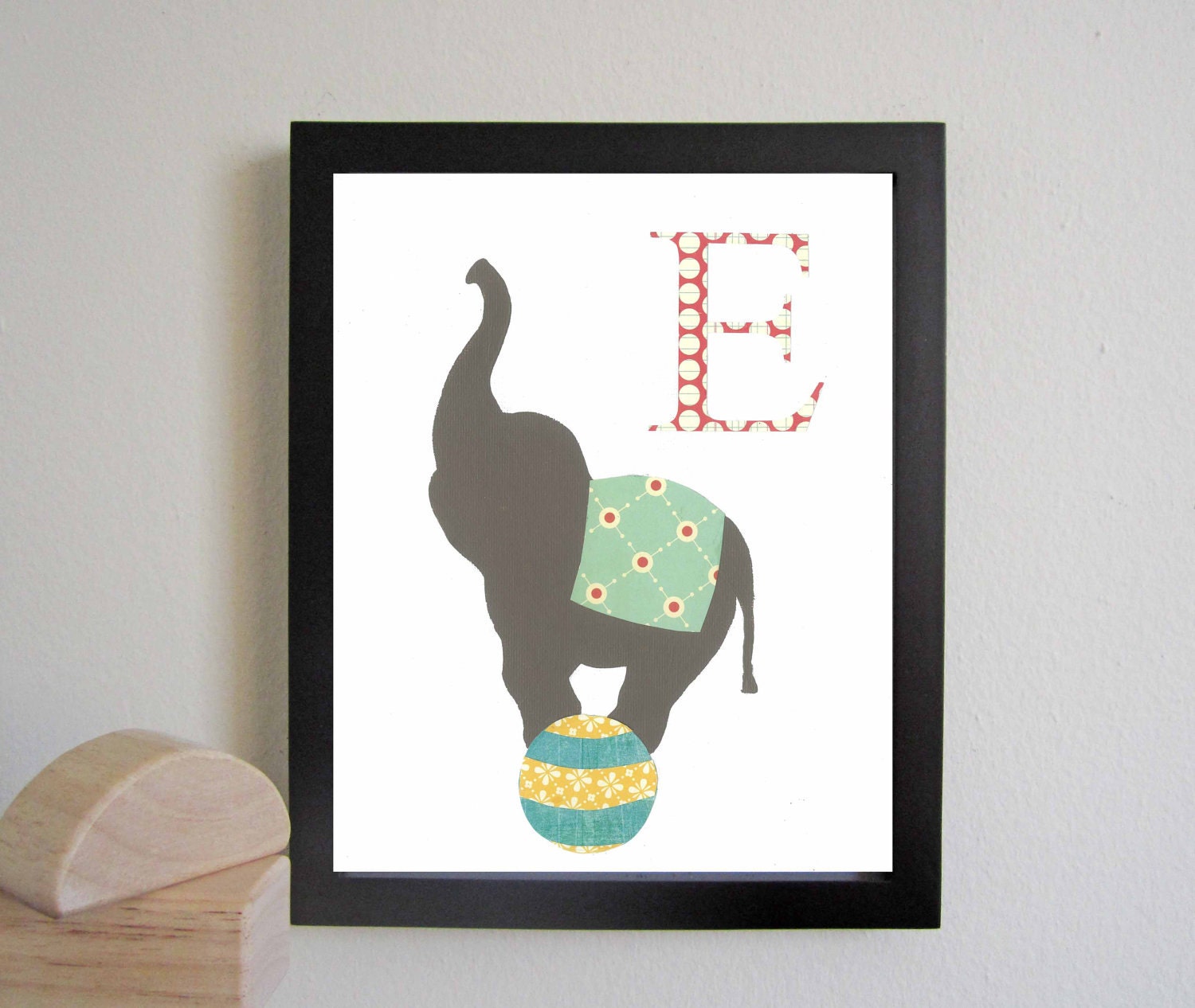 Alphabet Nursery Art Print, Circus Elephant, Letter E, E is for Elephant, Kid Art, Children Decor, Nursery Wall Decor, Baby Art Print
