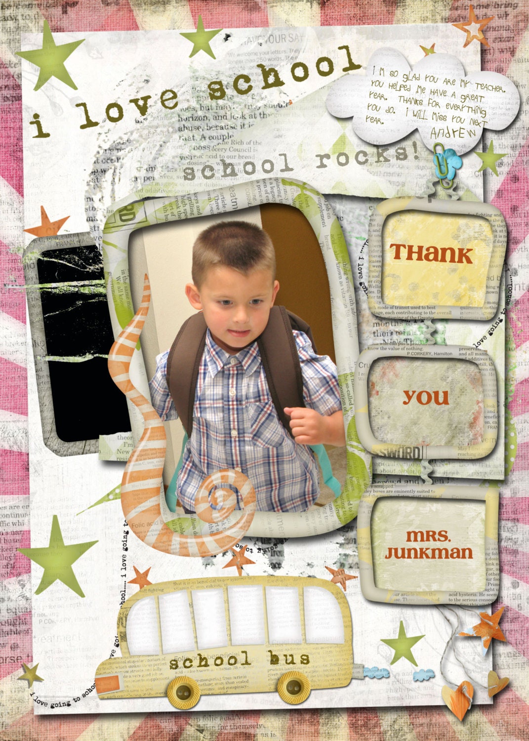 Teacher thank you photocard/Teacher appreciation photo card