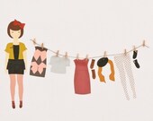 NEW Autumn Dress up Dolls - Adhesive Fabric Wall Stickers / Decals