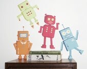 Wall Decals Robots (Reusable and removable fabric stickers, not vinyl) - Robots