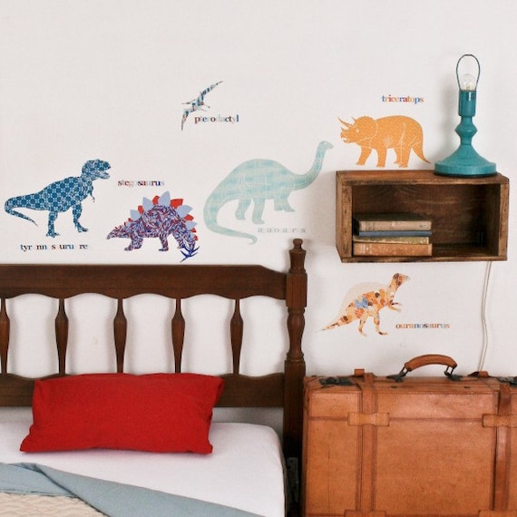Wall Decals Dinosaurs (Reusable and removable fabric stickers, not vinyl) - Dinosaurs