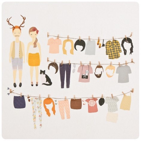 Dress Up Dolls - Reusable Fabric Wall Decals