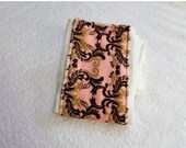 On Sale Girl Burp Cloth - Pink & Brown Minky Damask