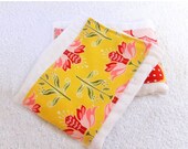 On Sale Yellow Burp Cloth -  Pink & Red Flowers