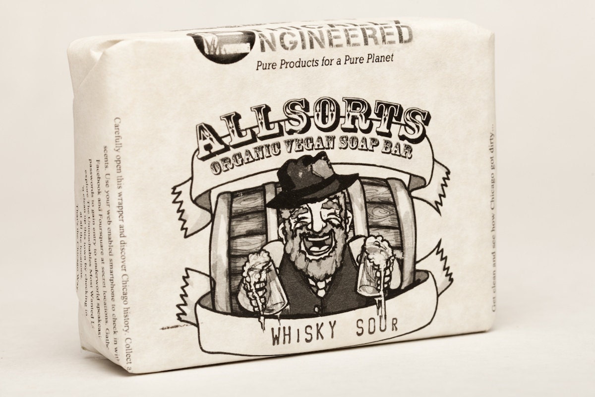 Pure and Natural Vegan Organic Allsorts Liquor Scented Soap Bars -- Whisky Sour