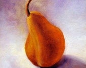Pear Painting, "Expecting" Original Still Life Fruit Painting  by Marina Petro