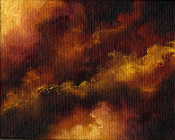 FIRE STORM-Abstract Skyscape, Landscape Oil Painting by Marina Petro
