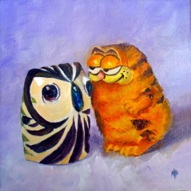 Bad Boy Garfield, Cartoon Character Cat Oil Painting by Marina Petro