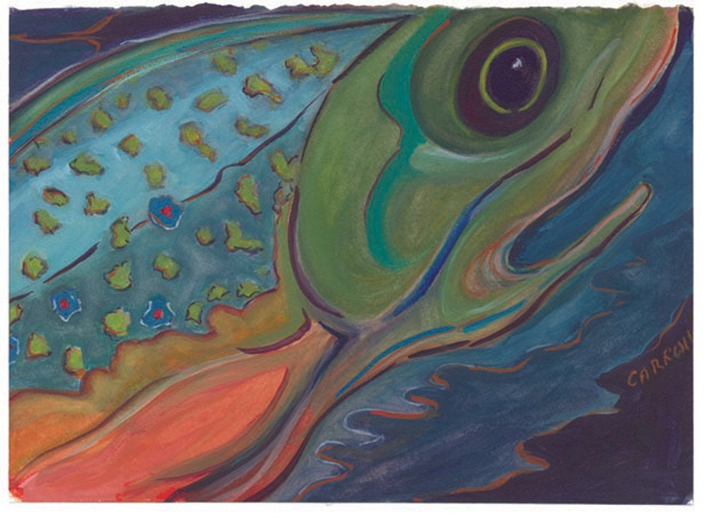 Fish Eyed Archival Print from Original Watercolor 7.25 x 10 inches with border