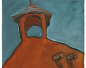 Detail at Rancho de Taos - Archival Print from Original Watercolor 11.25 x 15 inches with border