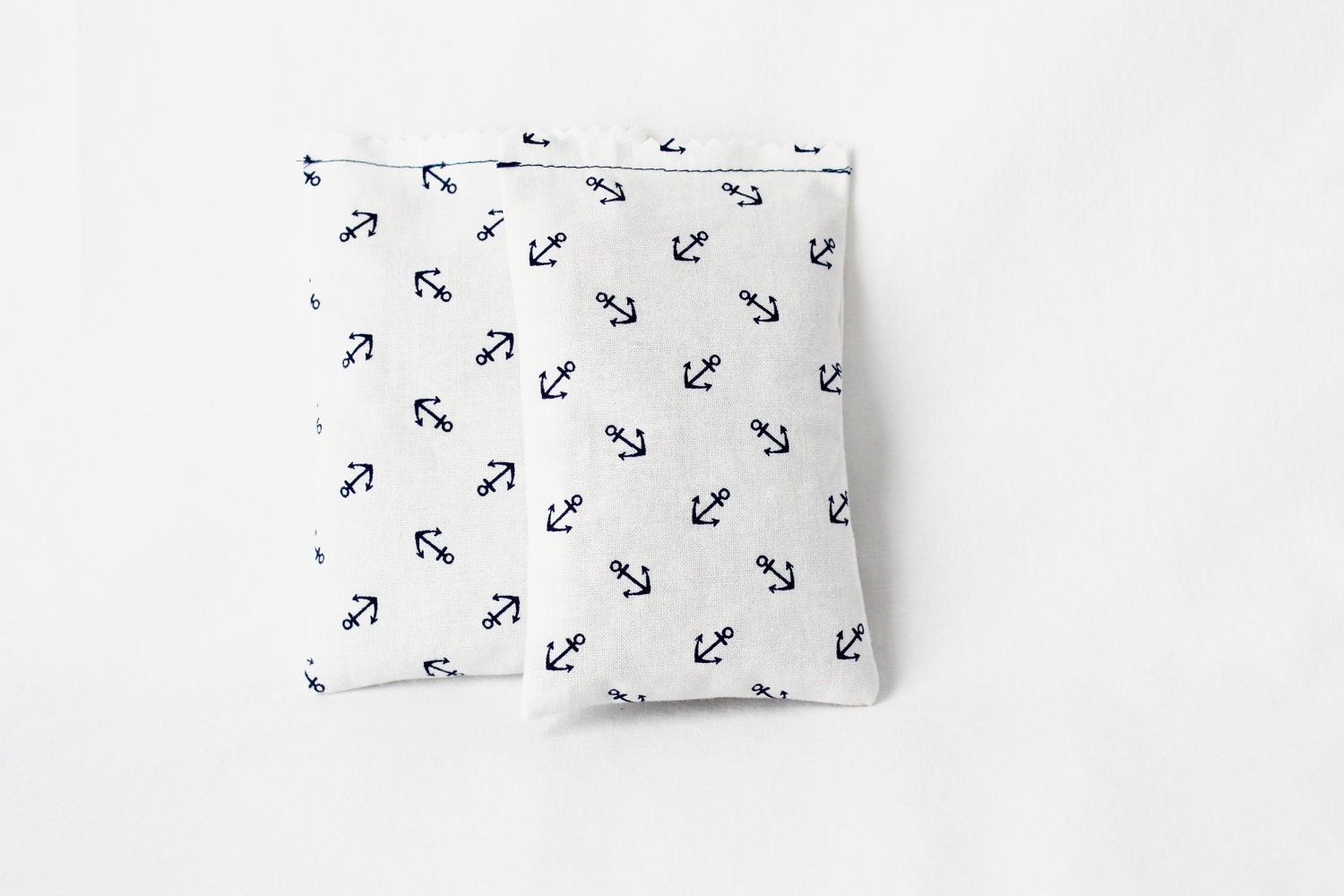 Nautical Sachets - Scented Drawer Sachets - Navy Anchors on White - Organic Botanicals