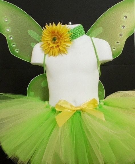 Tinkerbell Inspired Tutu Costume - For Halloween, Dress Up, Photos, Birthdays and more - up to child size 8