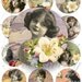 Exquisite vintage girls in large circles for pocket mirrors and more -digital collage sheet no. 111