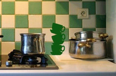 Stacked tea cups vinyl decal wall sticker