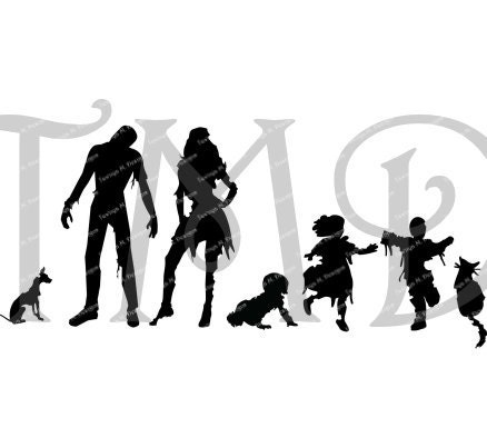 Zombie Family Decal with pets and a baby 3