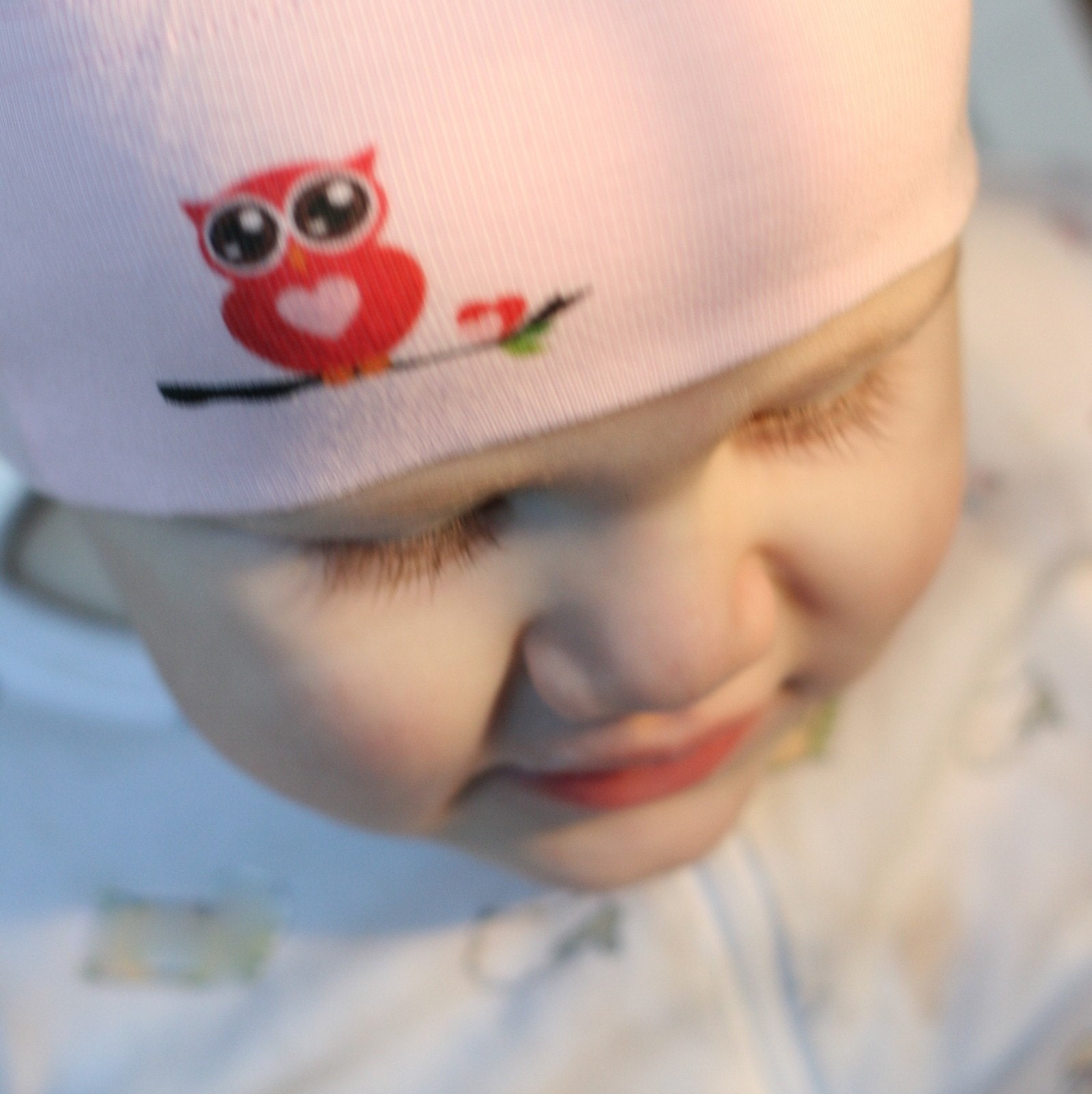 READY TO SHIP - Woodland Owl Heart Print on American Apparel Hat