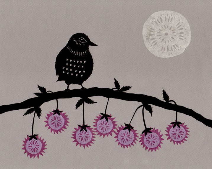 Evening Blossoms - Cut Paper Art Print