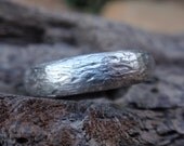 simple wedding band men & women - sterling silver wedding ring twig texture - handmade twig jewelry - 5mm - made to order