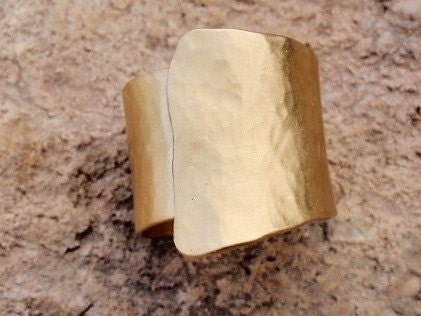 Hammered wrap ring sterling silver 24k gold plated