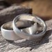 simple wedding rings - handmade wedding bands set with brush / satin finish in sterling silver - 5mm & 3mm - made to order