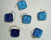 6 Hair Swirls in Dazzling Bright Aqua Squares  Perfect for Prom or Bridesmaids